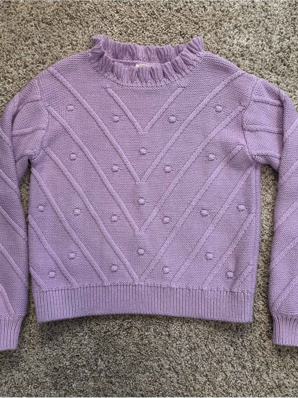 CREWCUTS chevron sweater w/ pom poms. Size S.